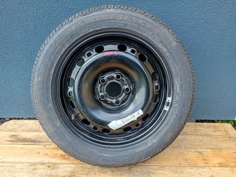 Felga Stalowa Opona Bridgestone Koło Zapasowe 195/55R15 ET43 5x100 7.9MM Fabia II Ibiza 6J