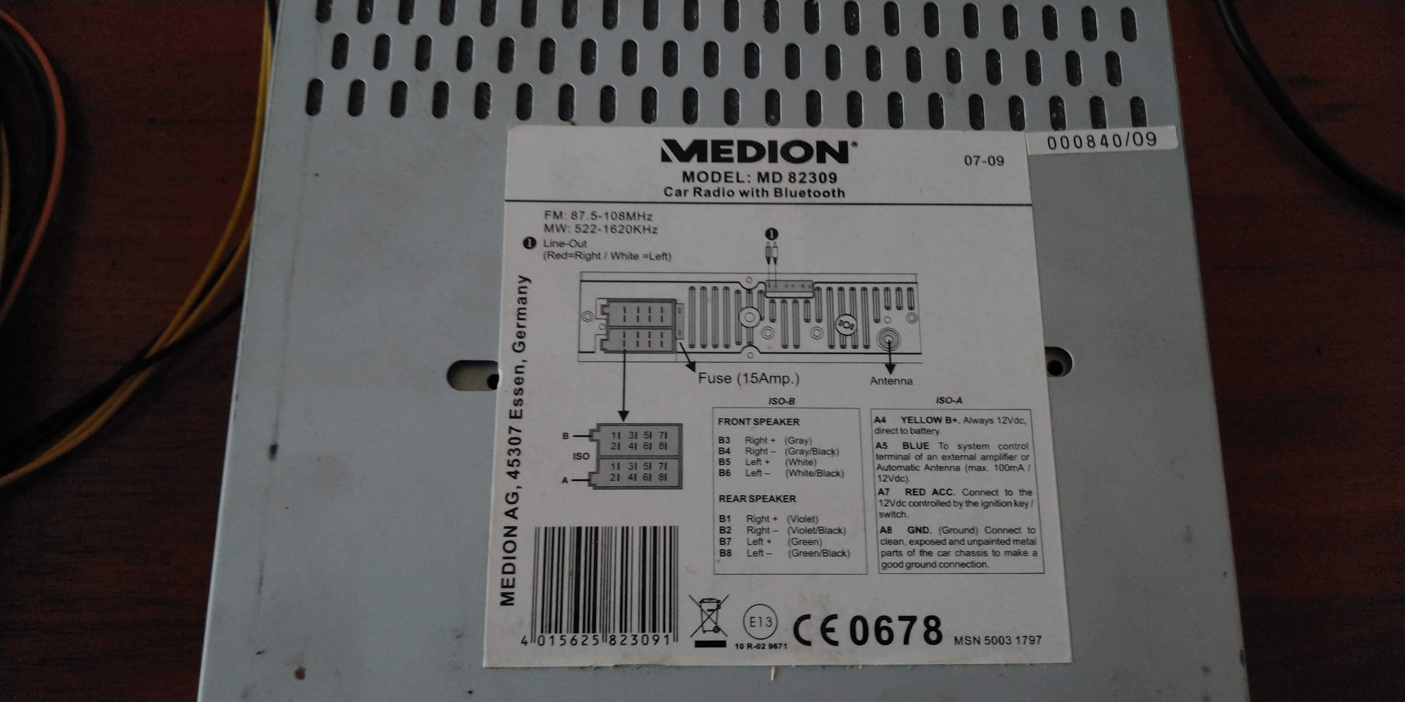 Автомагнитола Medion MD82309