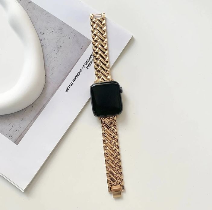Ремінець для Apple Watch 42/44/45/49 mm Metall braided rose gold