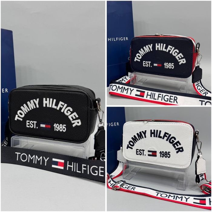 Сумка черная синяя белая женская Tommy Hilfiger Клатч Томми Хилфигер