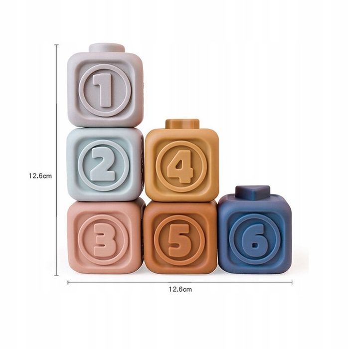 Klocki Gumowe Sensoryczne Miękkie Kreatywne Wieża Montessori Piramida