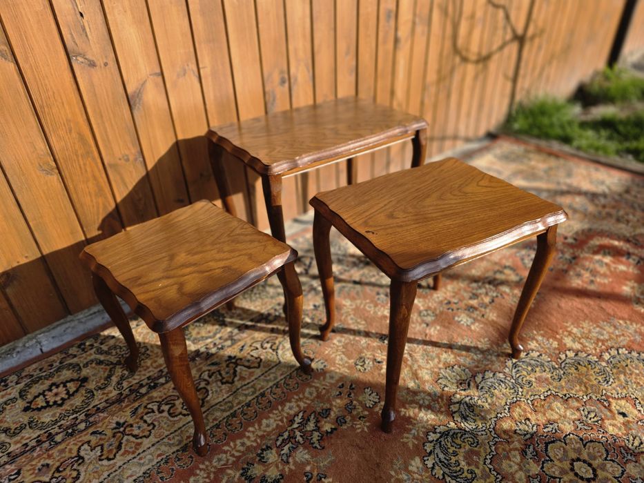 Trojak  dębowe stoliki 3 szt stolik Ludwik #1728  Stylowy Węgrów