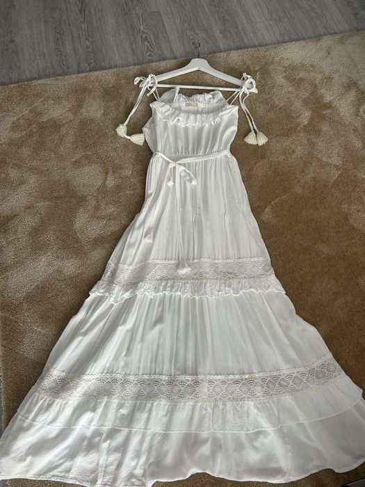 Vestido branco longo de renda Joiola (novo, original do Brasil)