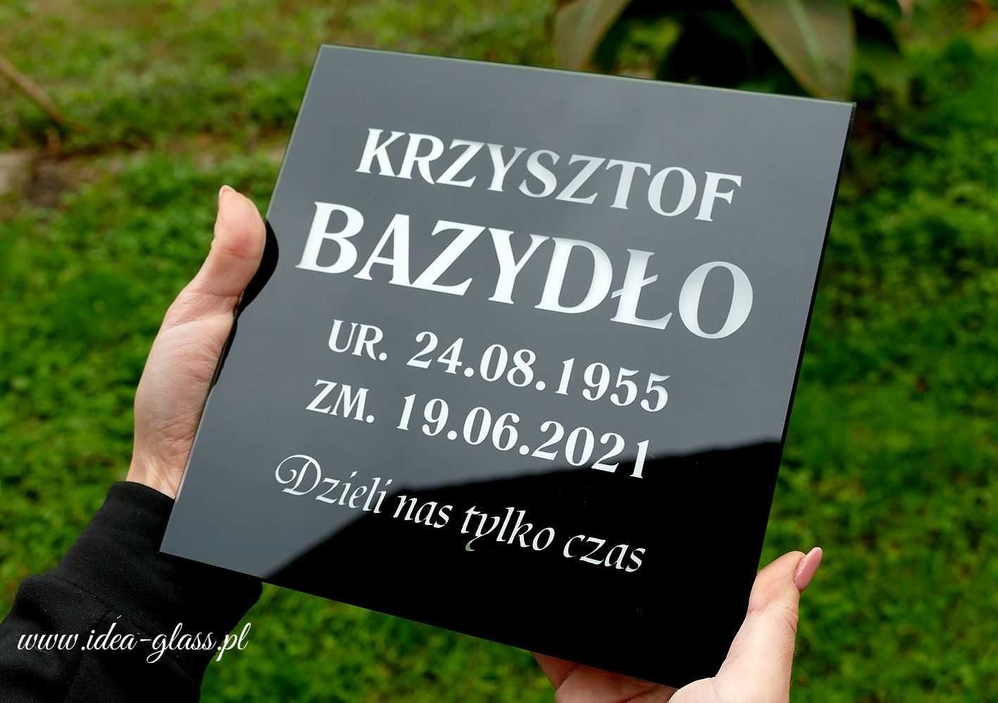Tablica nagrobna szklana na pomnik, grawerowane znicze - IDEA GLASS