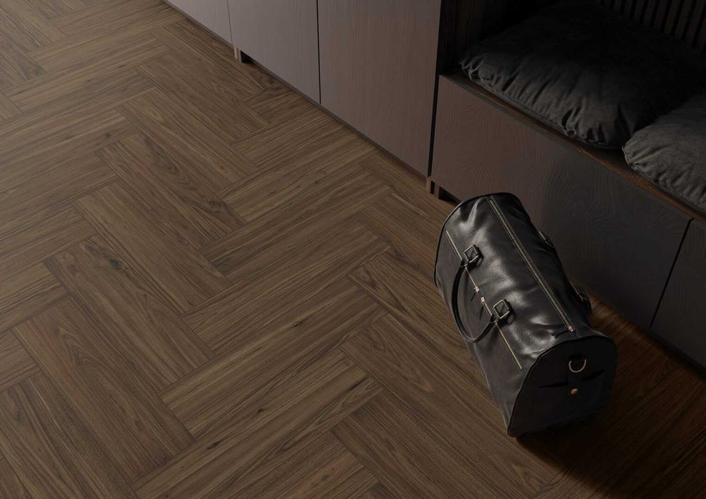 Płytki drewnopodobne RAINWOOD DARK BROWN, gres 60x17,5 cm