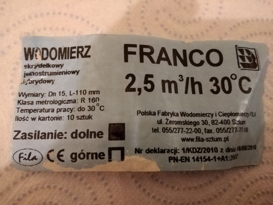 Fila Franco. Licznik wody, wodomierz. Okazja!!! Polecam!!!