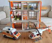 Szpital Playmobil: 3 piętra, karetka, helikopter, lądowisko