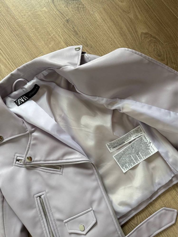 Кожанка Zara жіноча кожанка чорная L