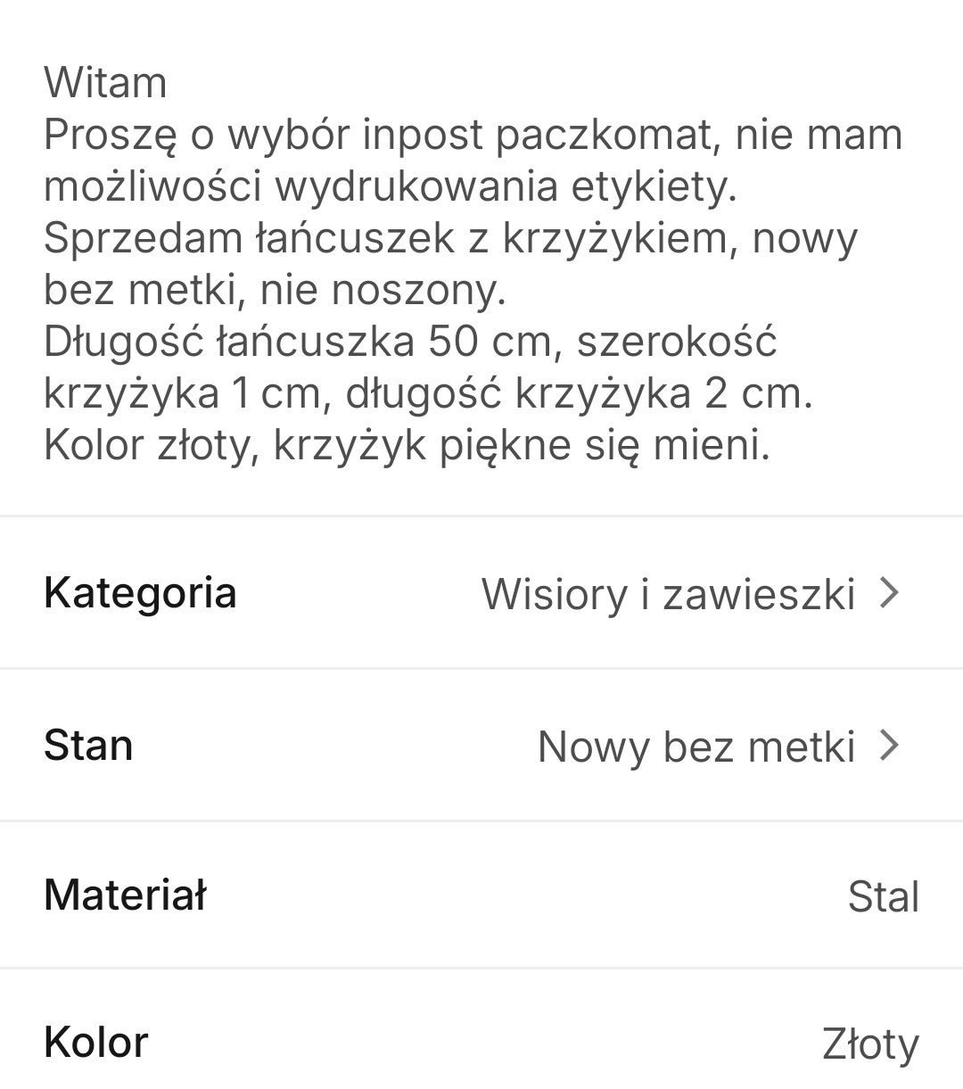 Łańcuszek z krzyżykiem