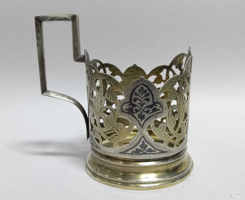 Podstakannik, uchwyt do szklanki, srebro 875, Rosja