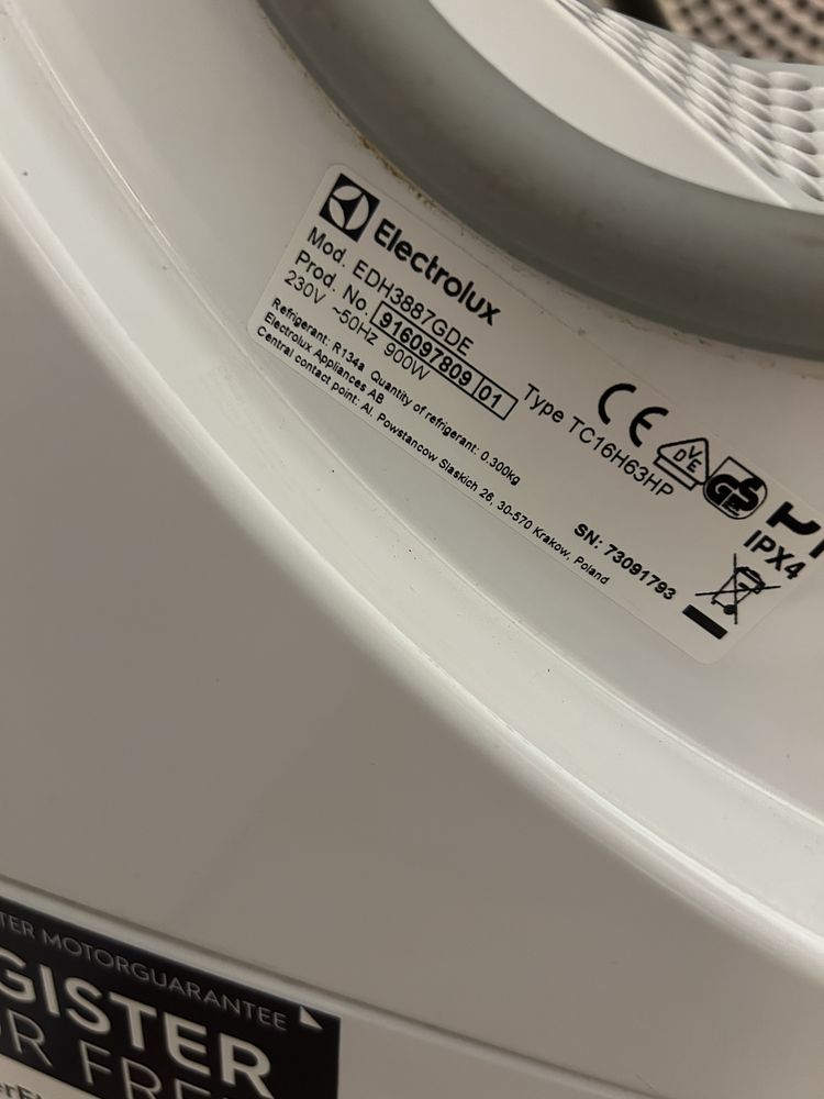 Suszarka na części, uszkodzona pompa ciepła Electrolux DelicateCare