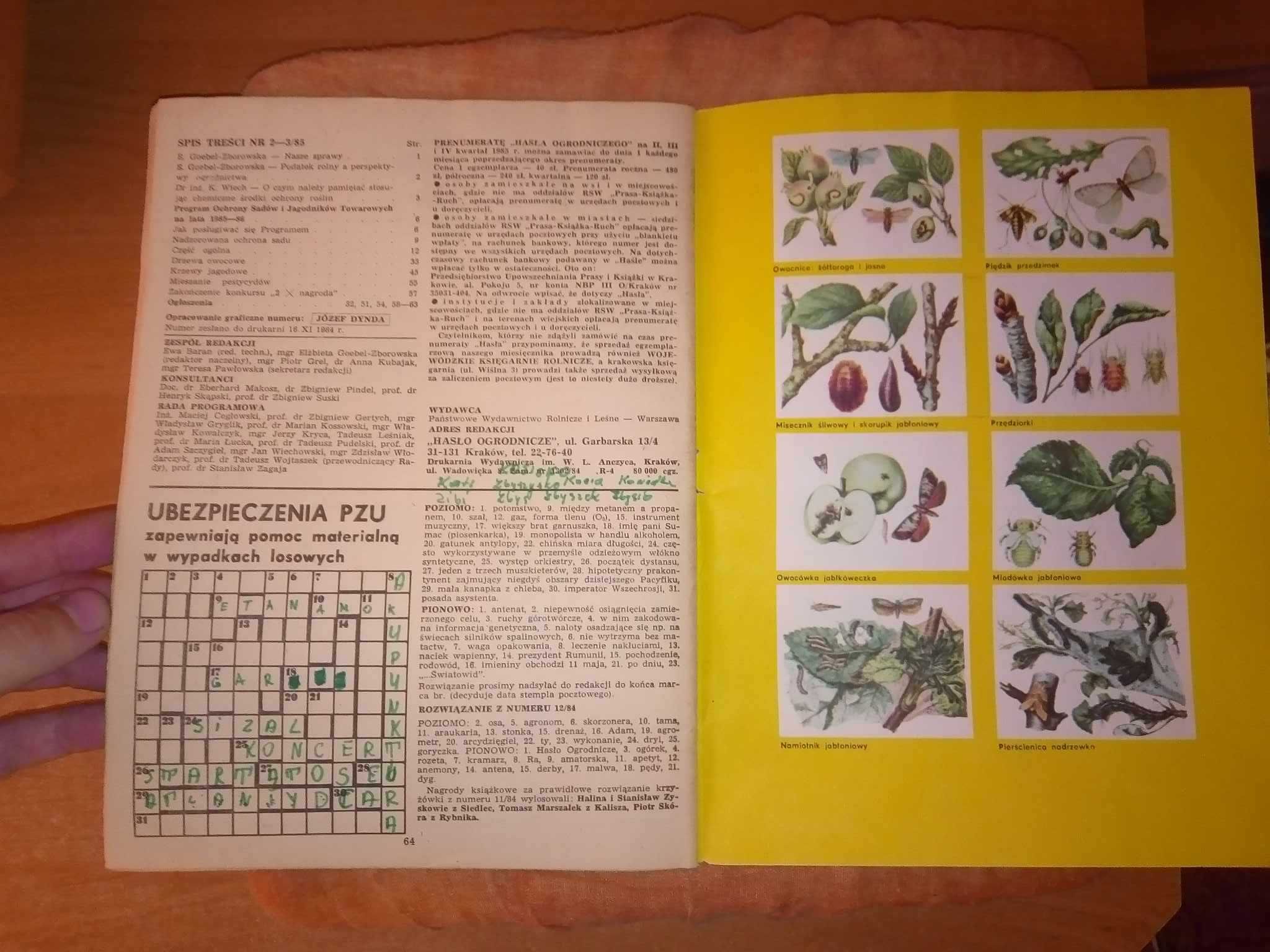 Hasło ogrodnicze miesięcznik 2 3 2/3 1985 ogrodniczy gazeta czasopismo