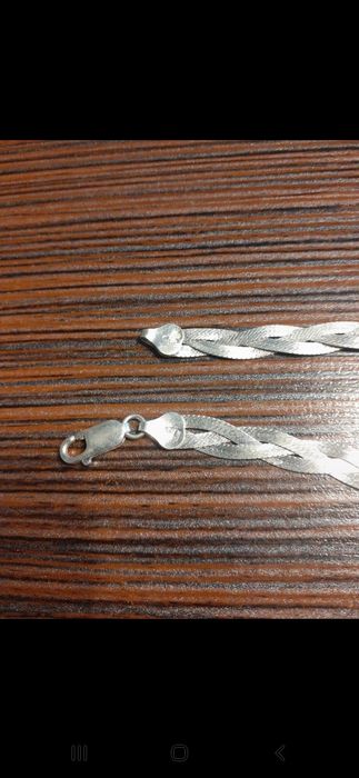 Włoski, srebrny naszyjnik-warkocz