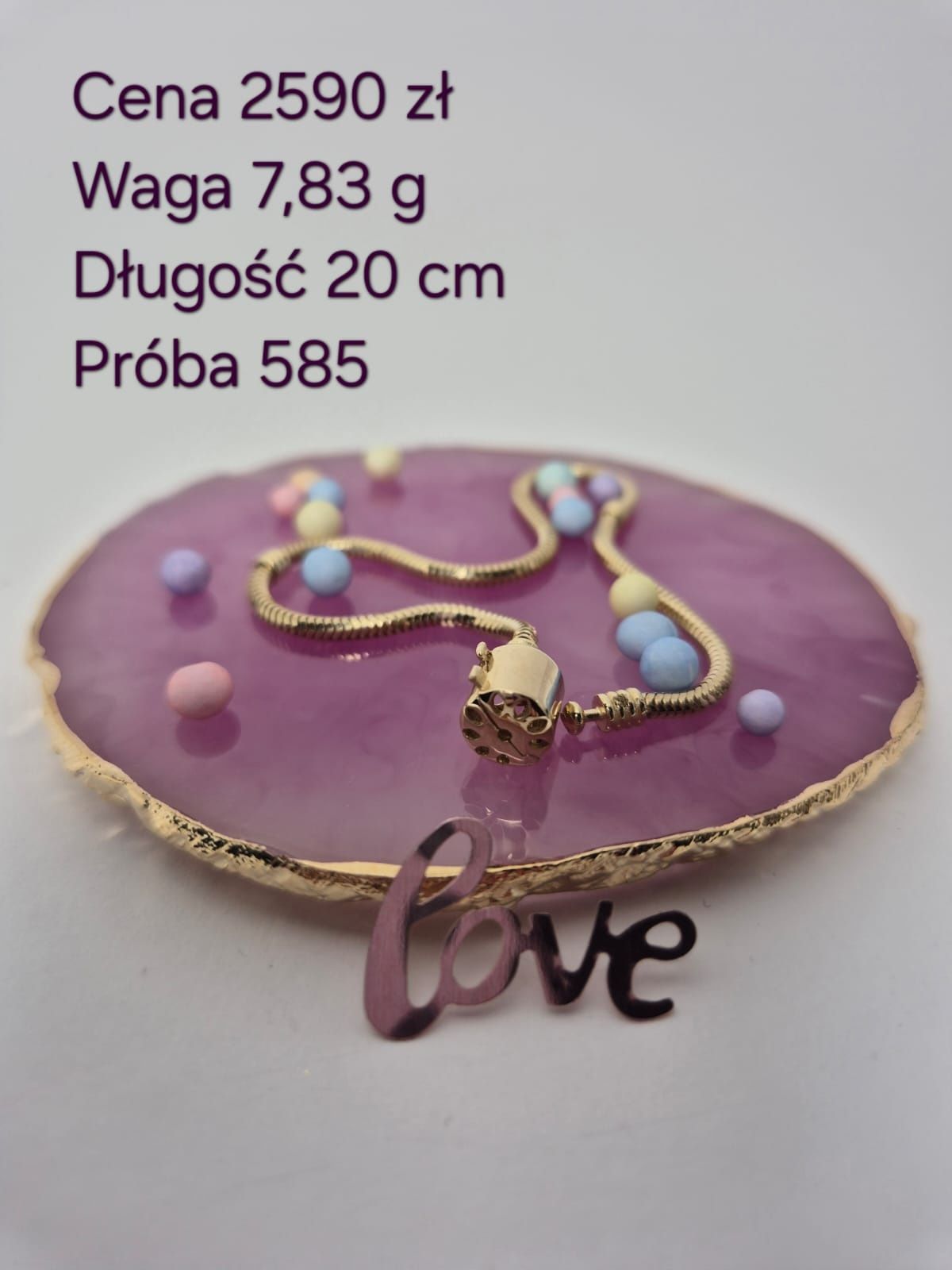 Złota bransoletka Pandora żmijka 20 cm