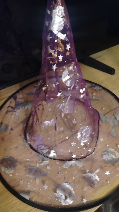 Kapelusz czapka Halloween złoto srebro rondo dwustronny