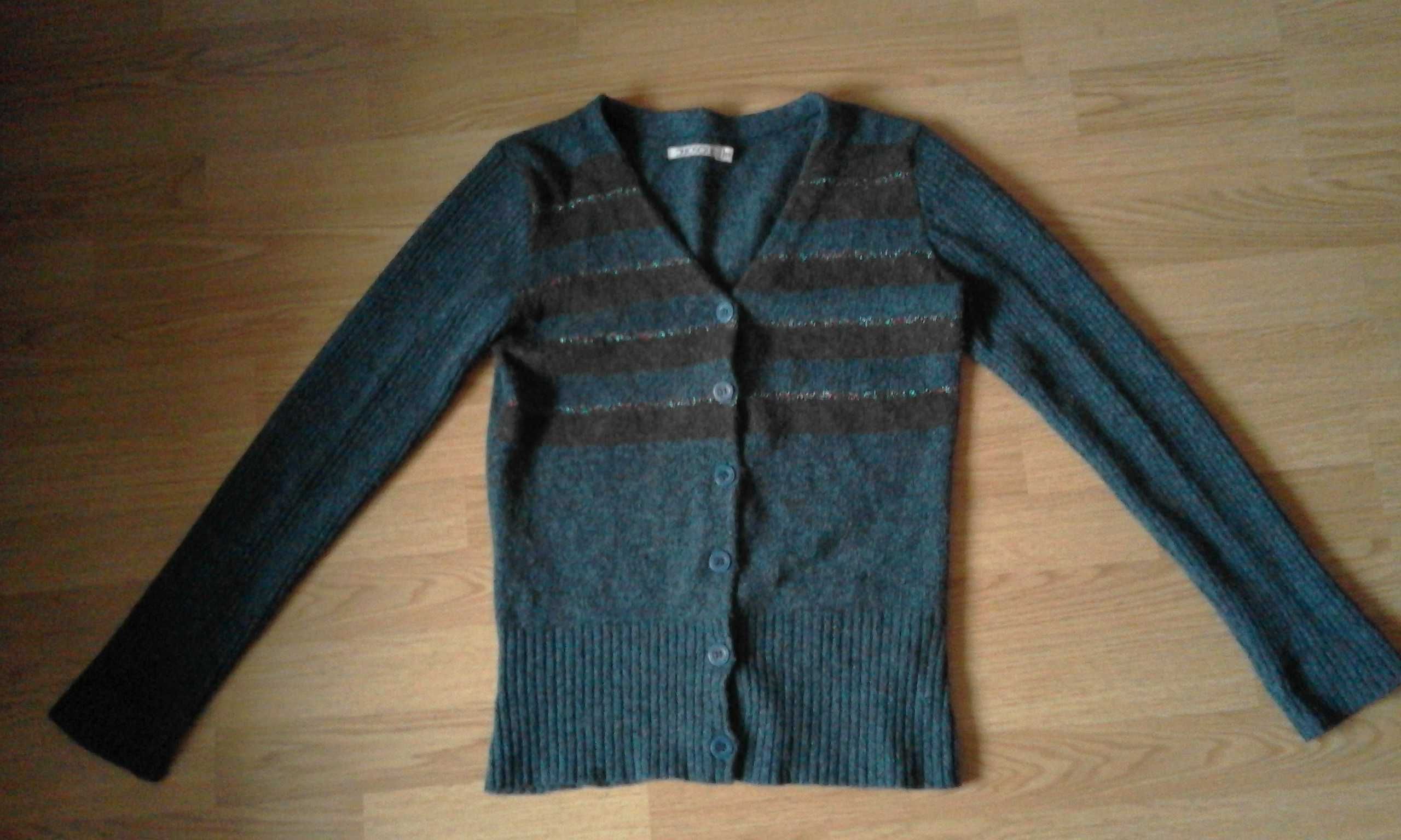 sweter na guziki zapinany 40 38 granatowy wełniany