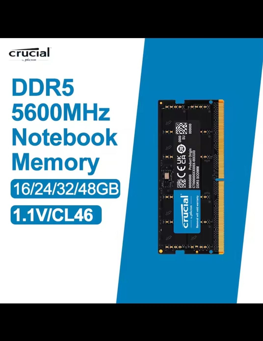 Оперативная память Crucial DDR5-5600 SODIM, DR5-6400, DDR4-3200 SODI