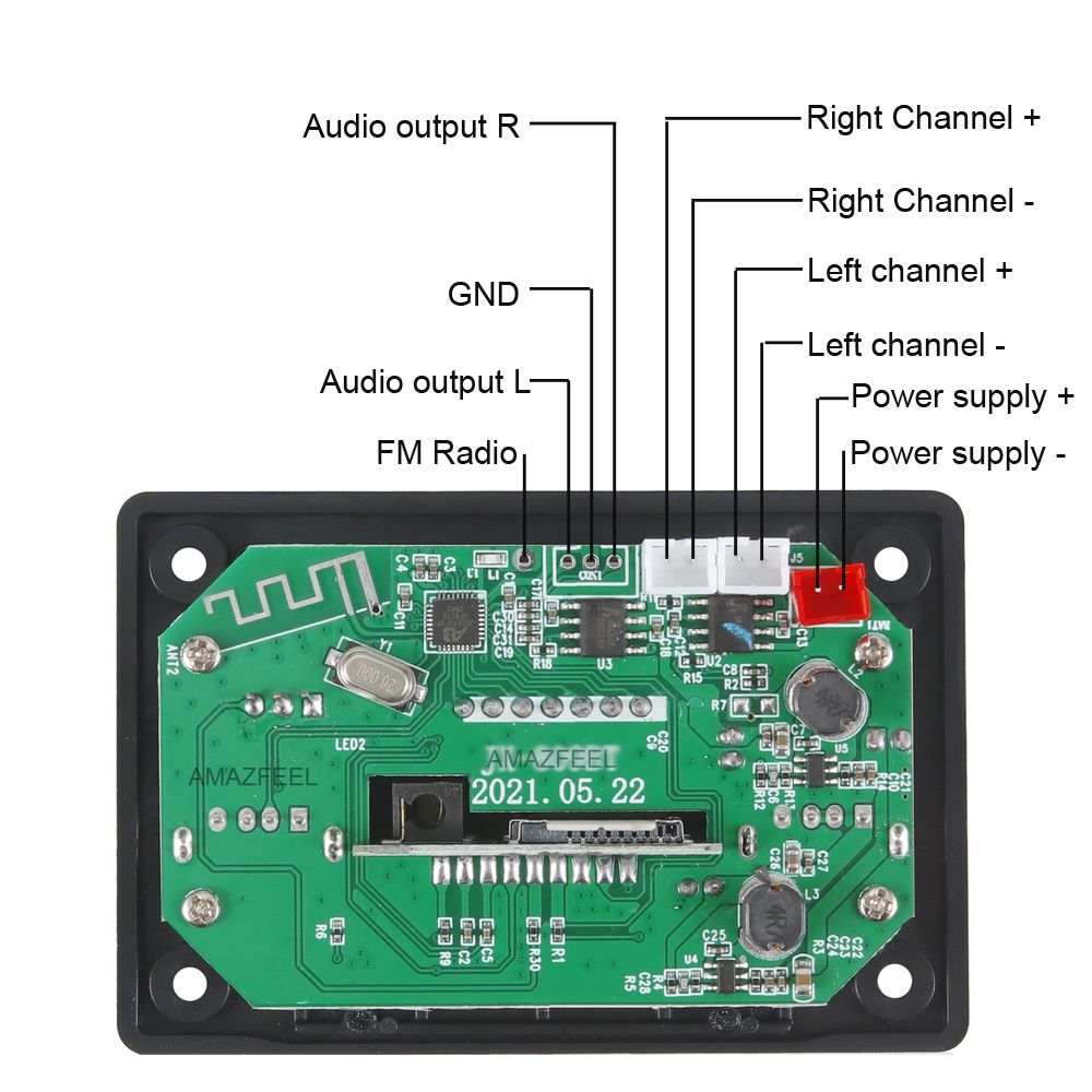 МР3 декодер FM Bluetooth USB TF AUX модуль с усилителем пультом