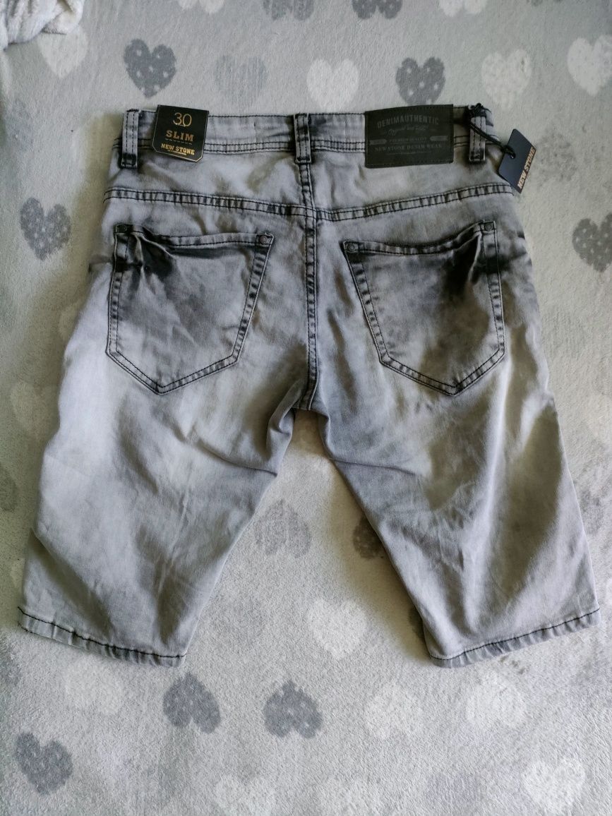 Nowe spodnie jeansowe krótkie męskie rozm. 30