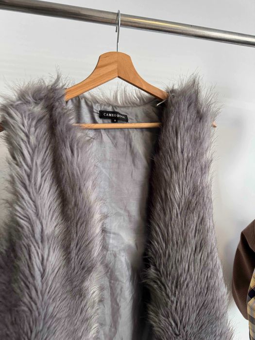 Futrzana kamizelka bezrękawnik w szarym kolorze r. S