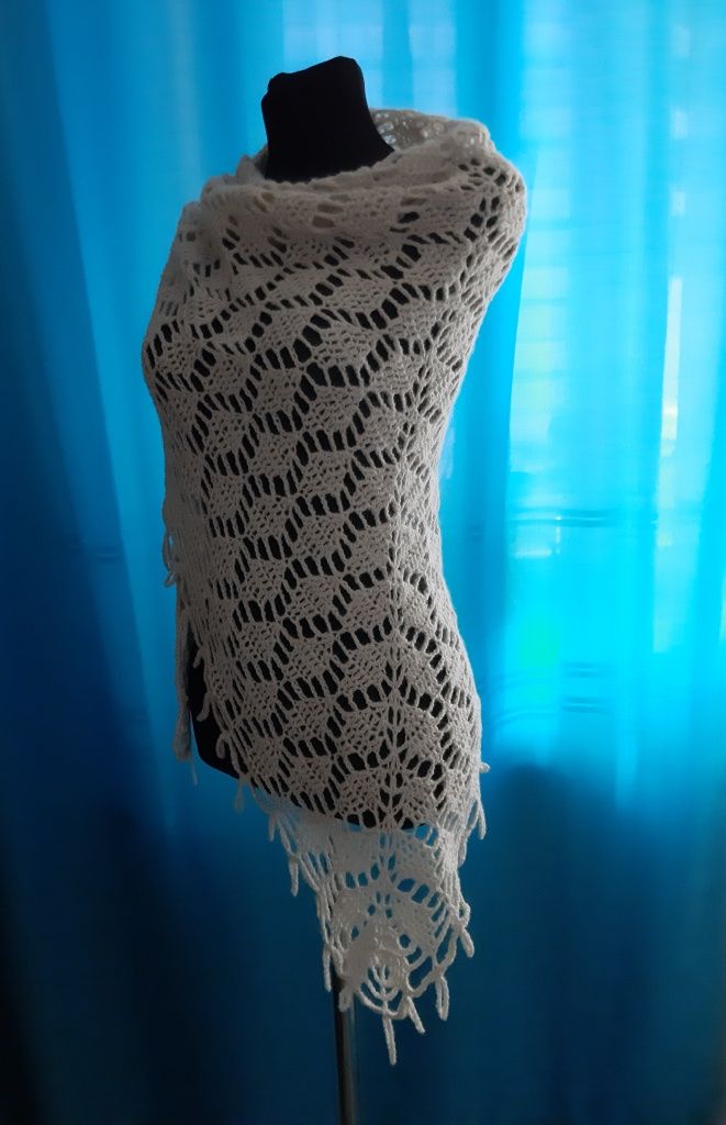Chusta szydełkowa 100% alpaka ROMBY Handmade