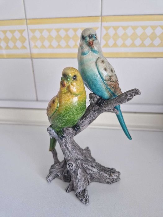 Ceramica dois periquitos australianos