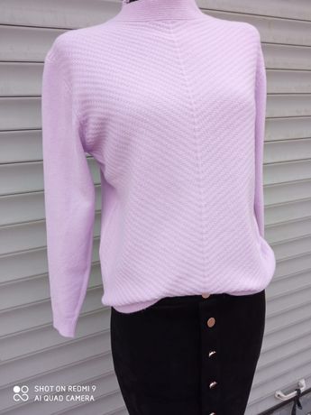 Nowy liliowy sweter z półgolfem wełna kaszmir