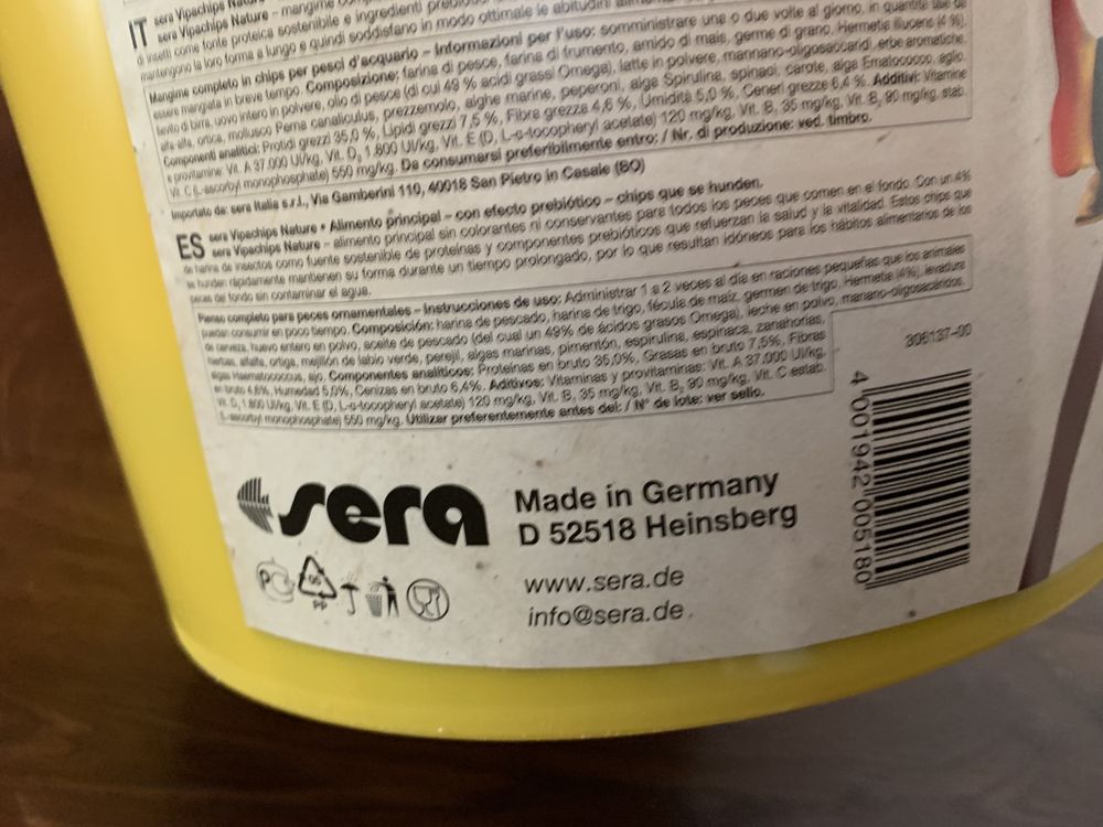 370g, Comida para Peixes 1000 ml, 370g - Sera Vipachips Nature