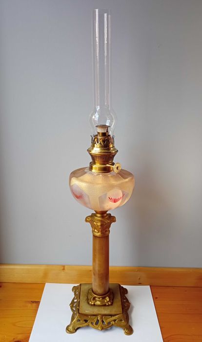 kolumnowa lampa naftowa XIX wiek, 68cm