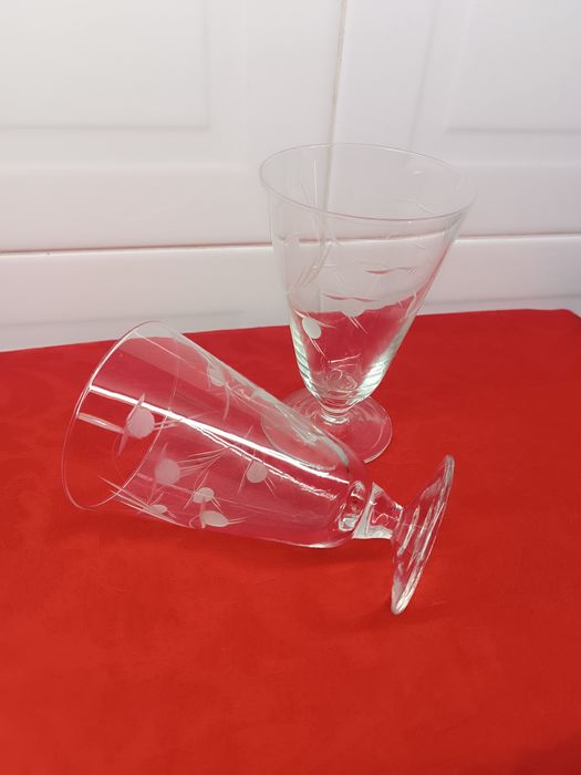 Conjunto de 2 Copos Cristal Antigo. 13 cm