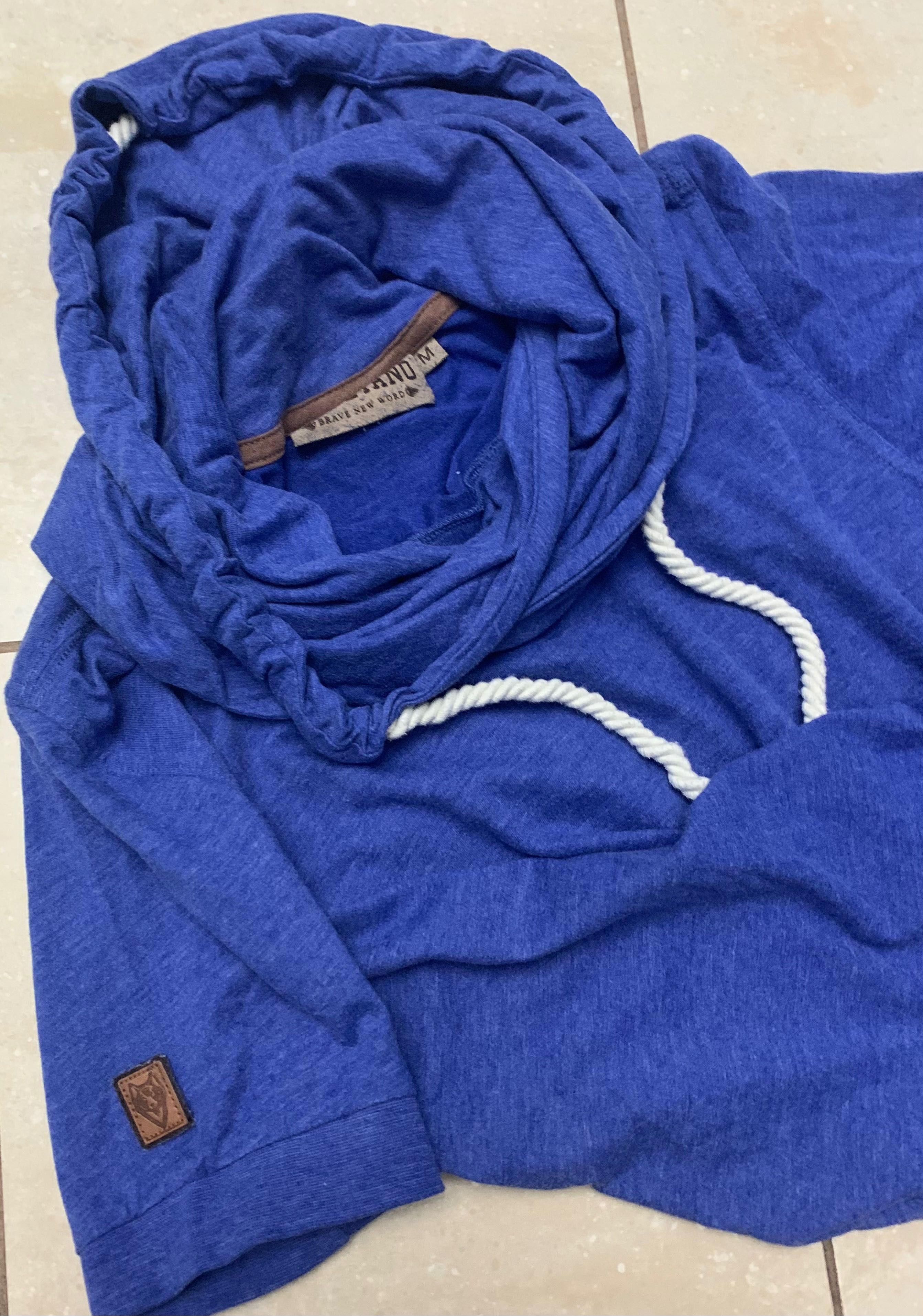 Naketano niebieska, markowa koszulka T-Shirt z kapturem r. M bawełna