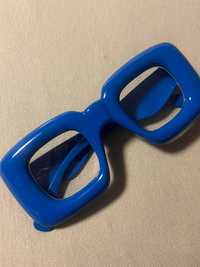 Niebieskie okulary przezroczyste vintage blue
