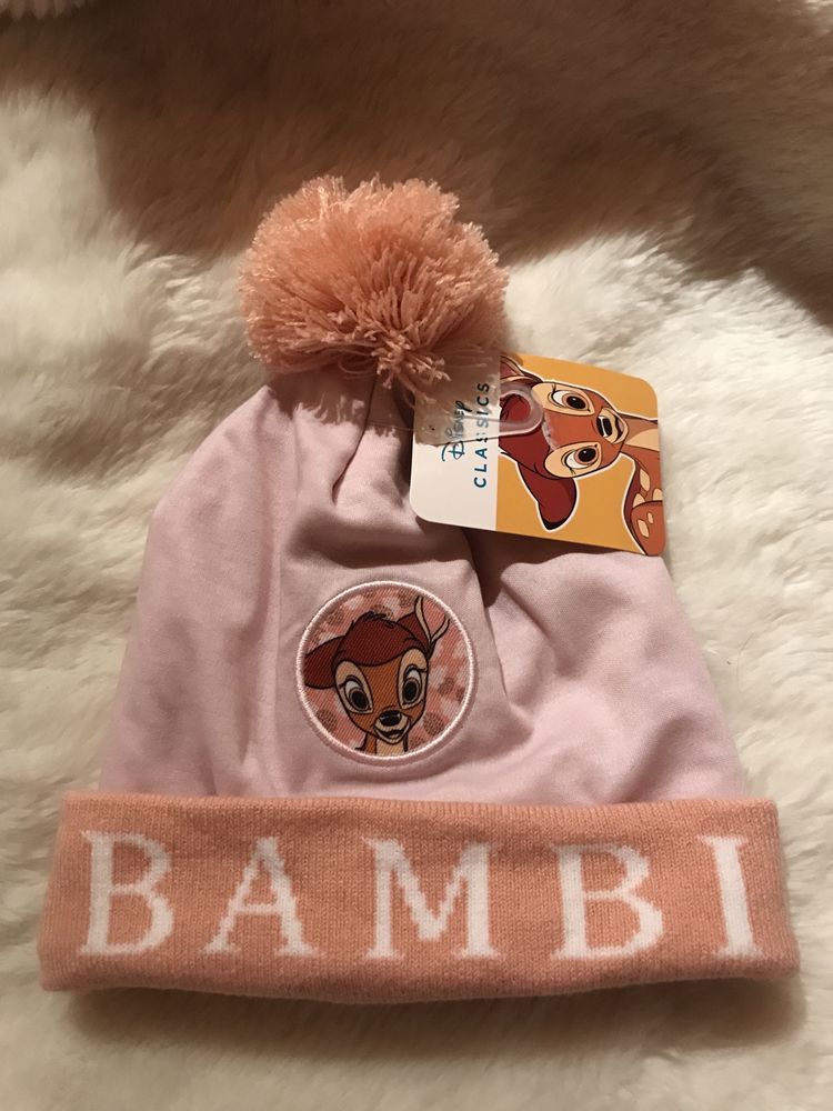 Czapka zimowa Disney Bambi róż dziewczynka nowa metki oryginalna