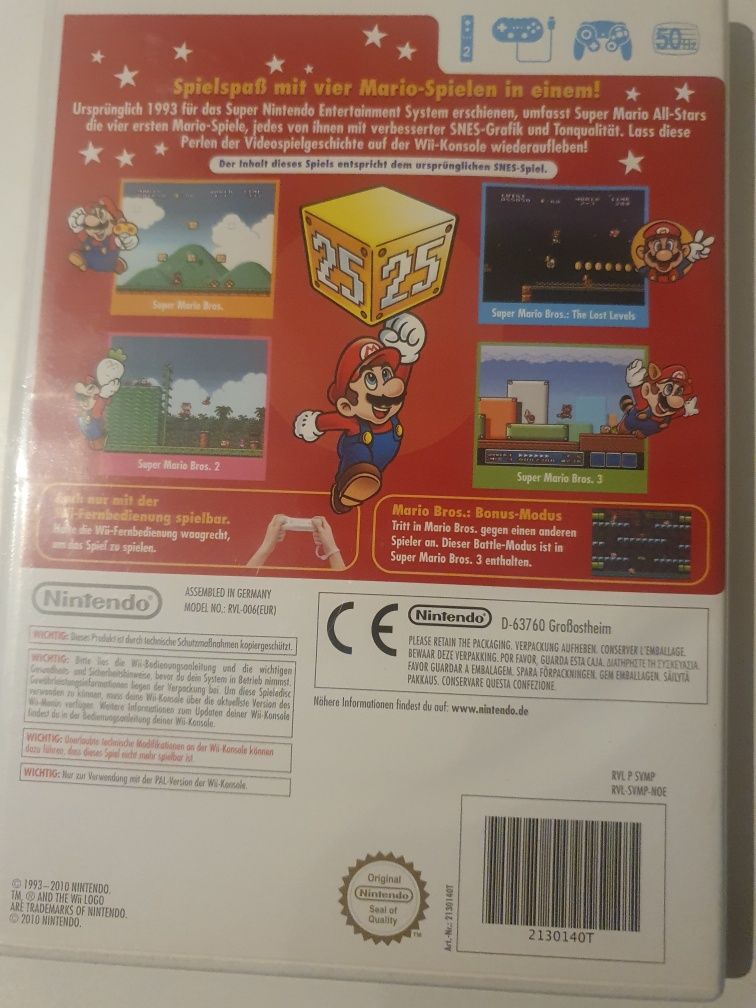 Oryginalna Gra Super Mario All Stars Nintendo Wii