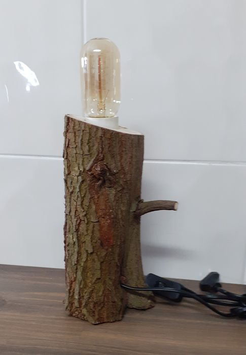 Lâmpada madeira natural LED