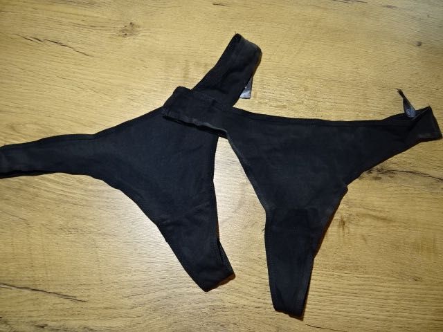 2x primark majtki stringi czarne nowe XS