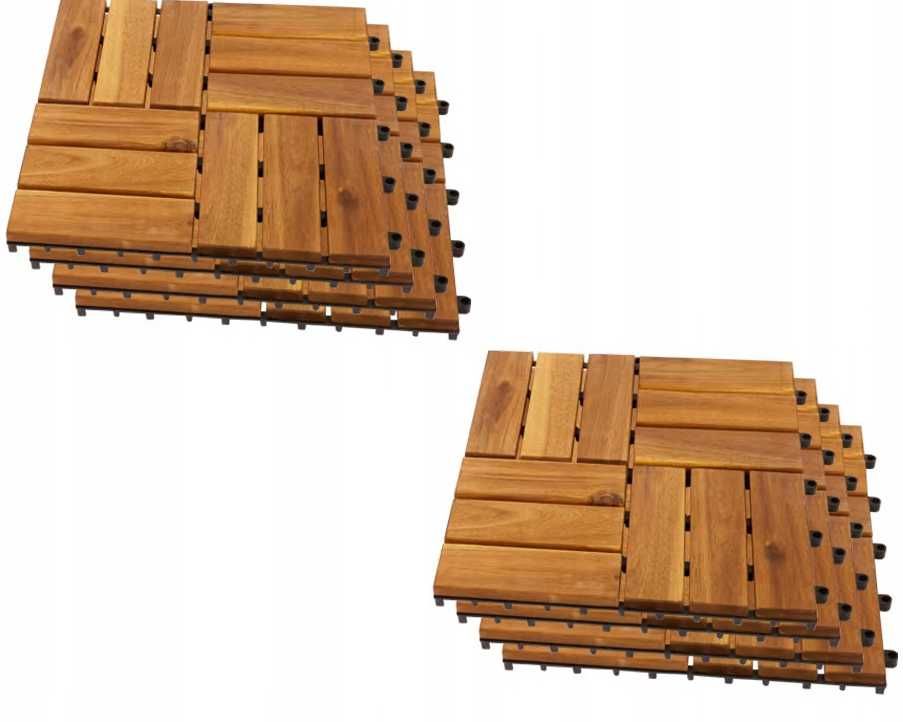 8 Sztuk Drewniane Płytki Panele Tarasowe Balkon 0.76m 31x31x2.5 Cm