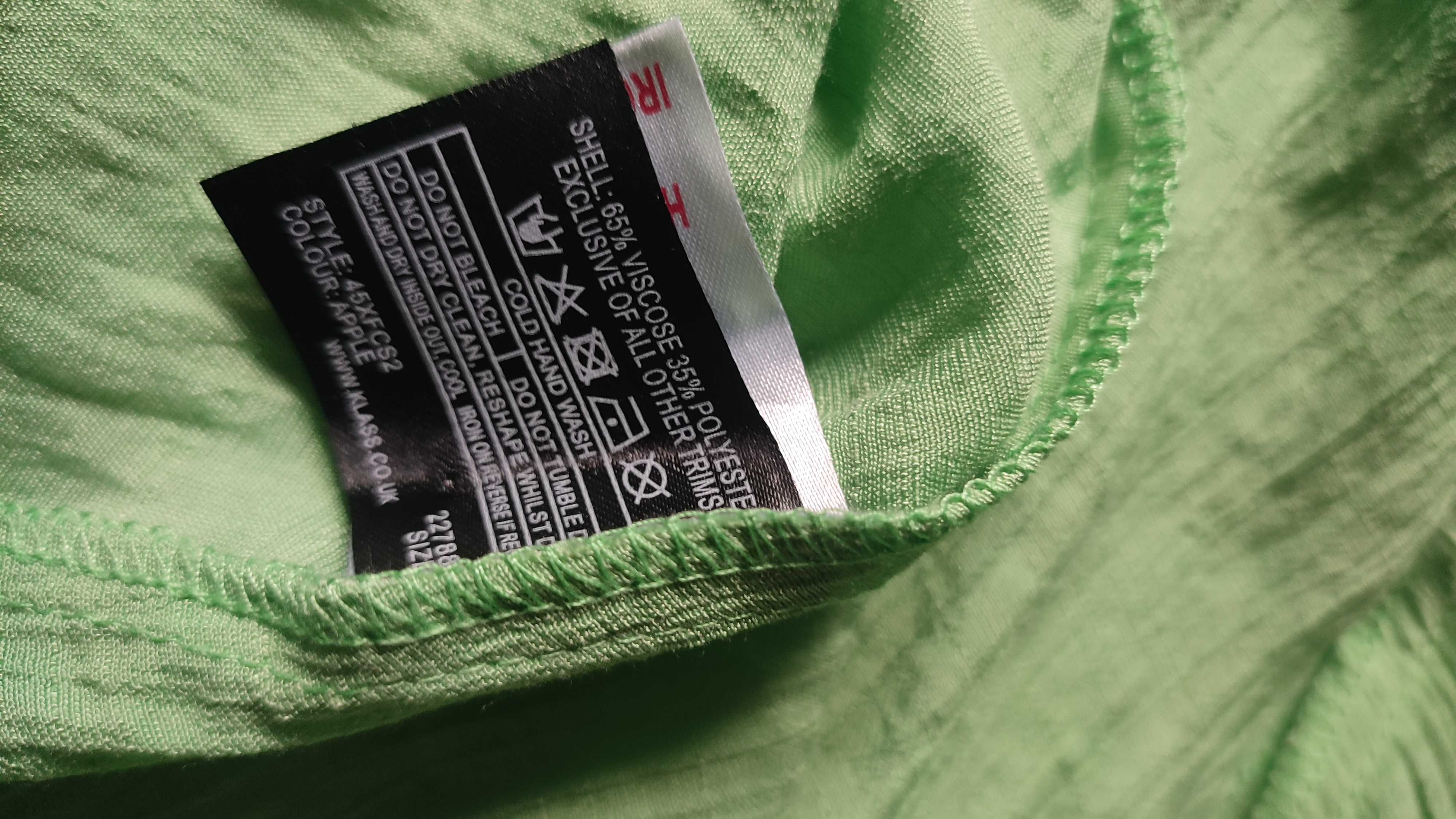 Wiskozowa bluzka damska plus size bez rękawów zielona XL