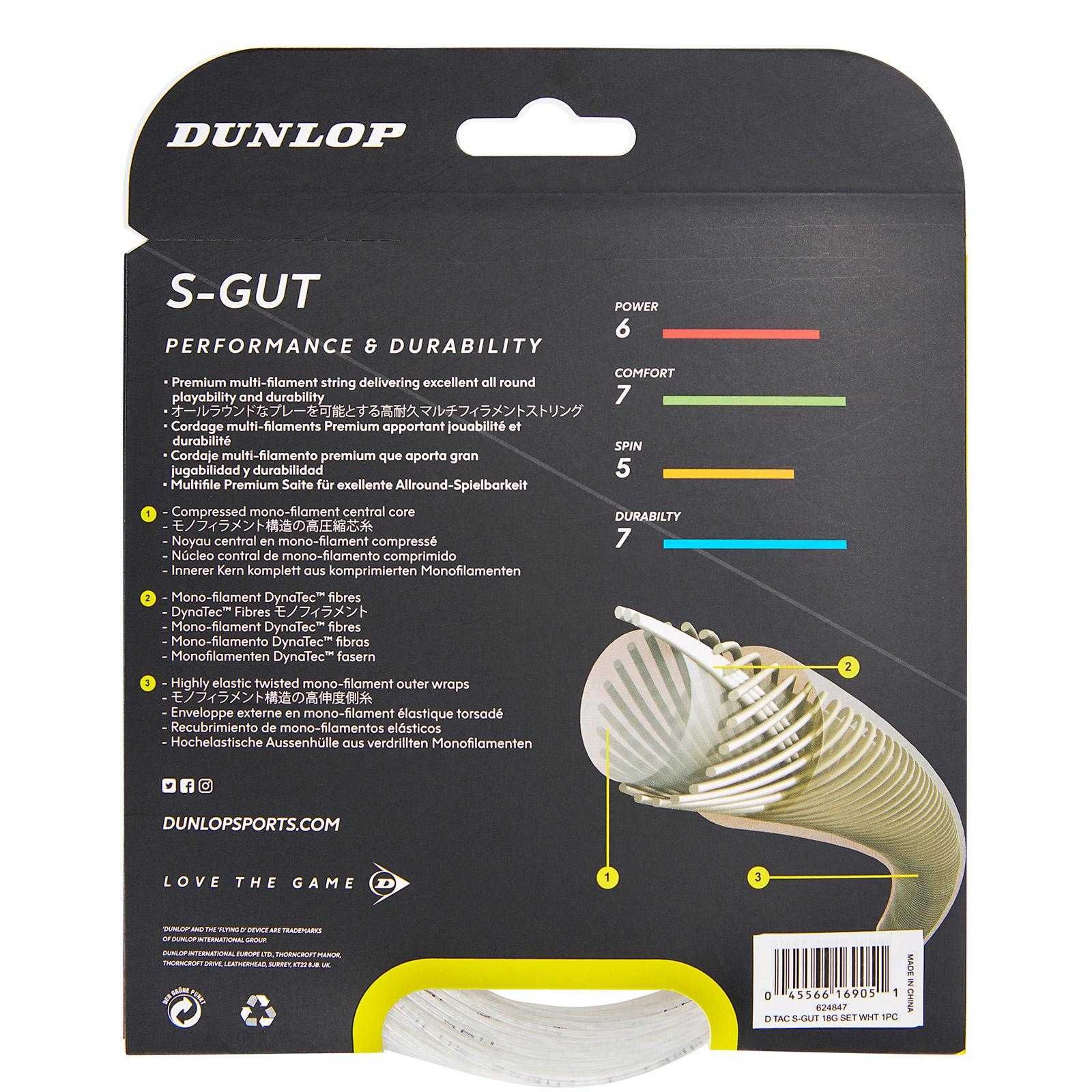 874 Naciąg Tenisowy Dunlop S-GUT 1,25 mm / 12 m Natural