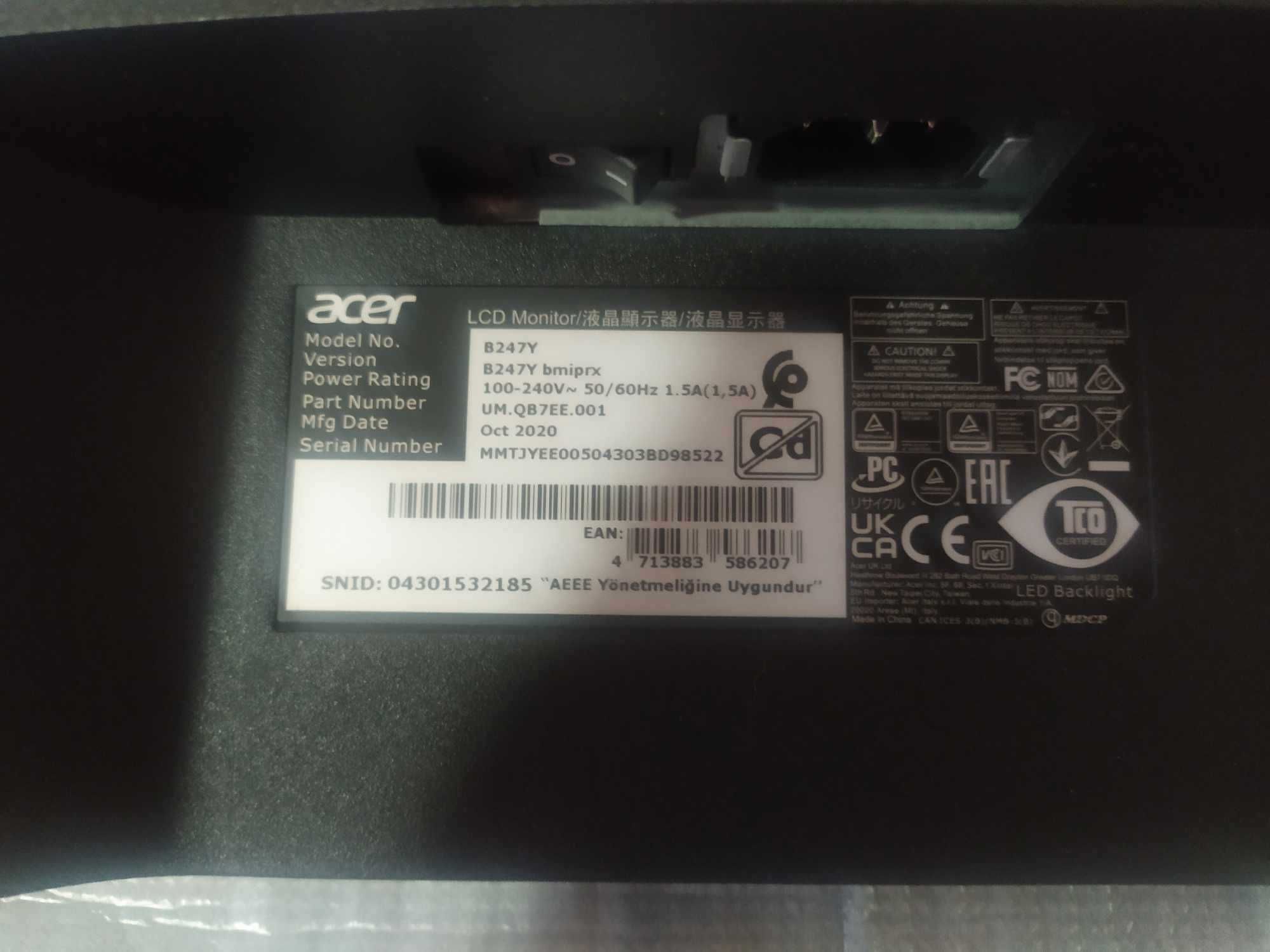 Acer B247YBMIPRX czarny