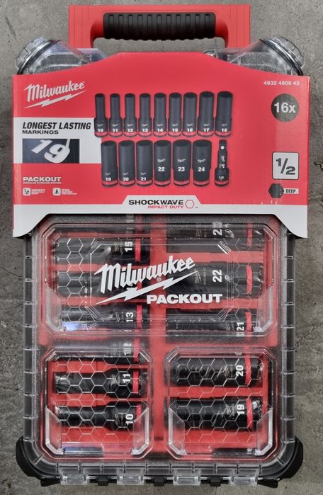 Nasadki udarowe 1/2 cala Milwaukee zestaw Packout shockwave