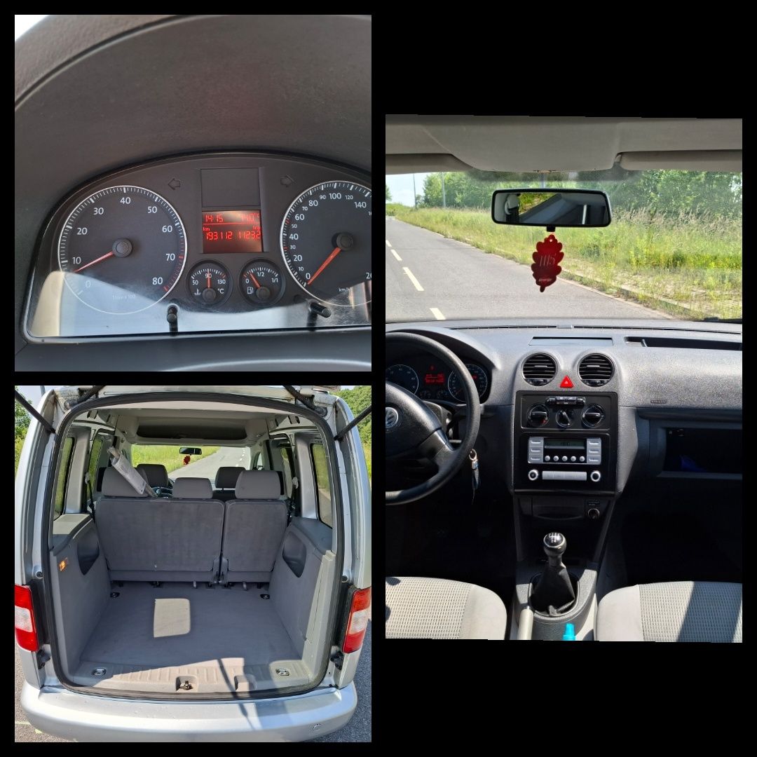 VW CADDY 1.6 Benzyna 102km Klima Alu Relingi Hak 5osób Stan B.DB