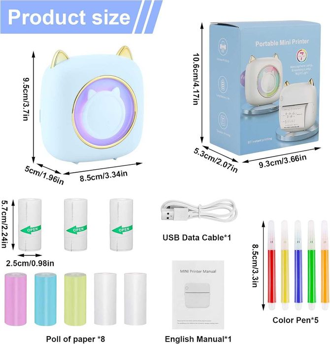 GuKKK Mini drukarka, mobilna drukarka fotograficzna