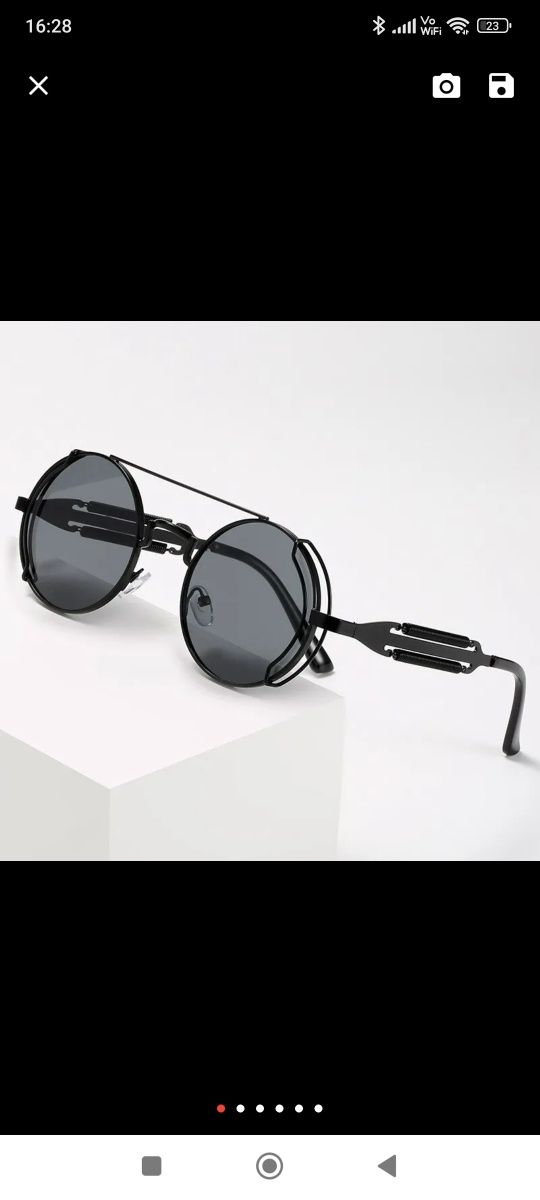 Okulary przeciwsłoneczne vintage lenonki okrągłe czarne unisex