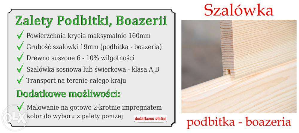 Deska elewacyjna Podbitka Boazeria Szalówka - 20mm sosna bez sęków