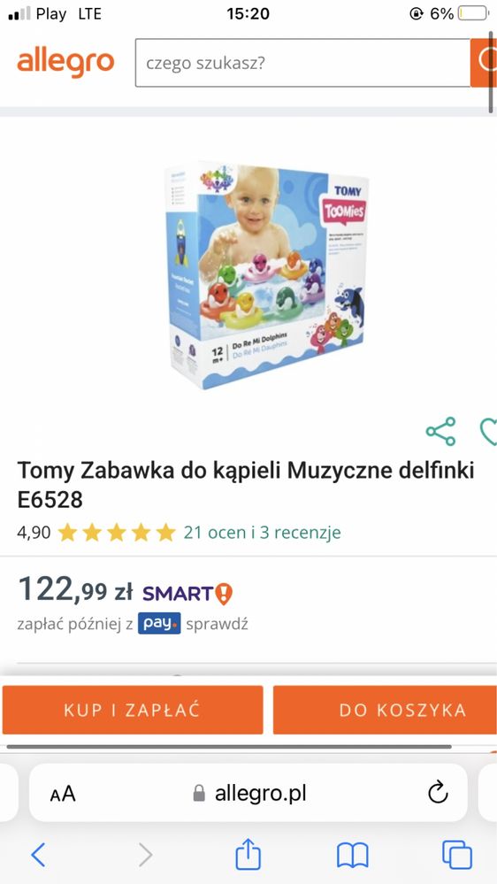 Tomy Toomies zabawka do kąpieli grające delfinki