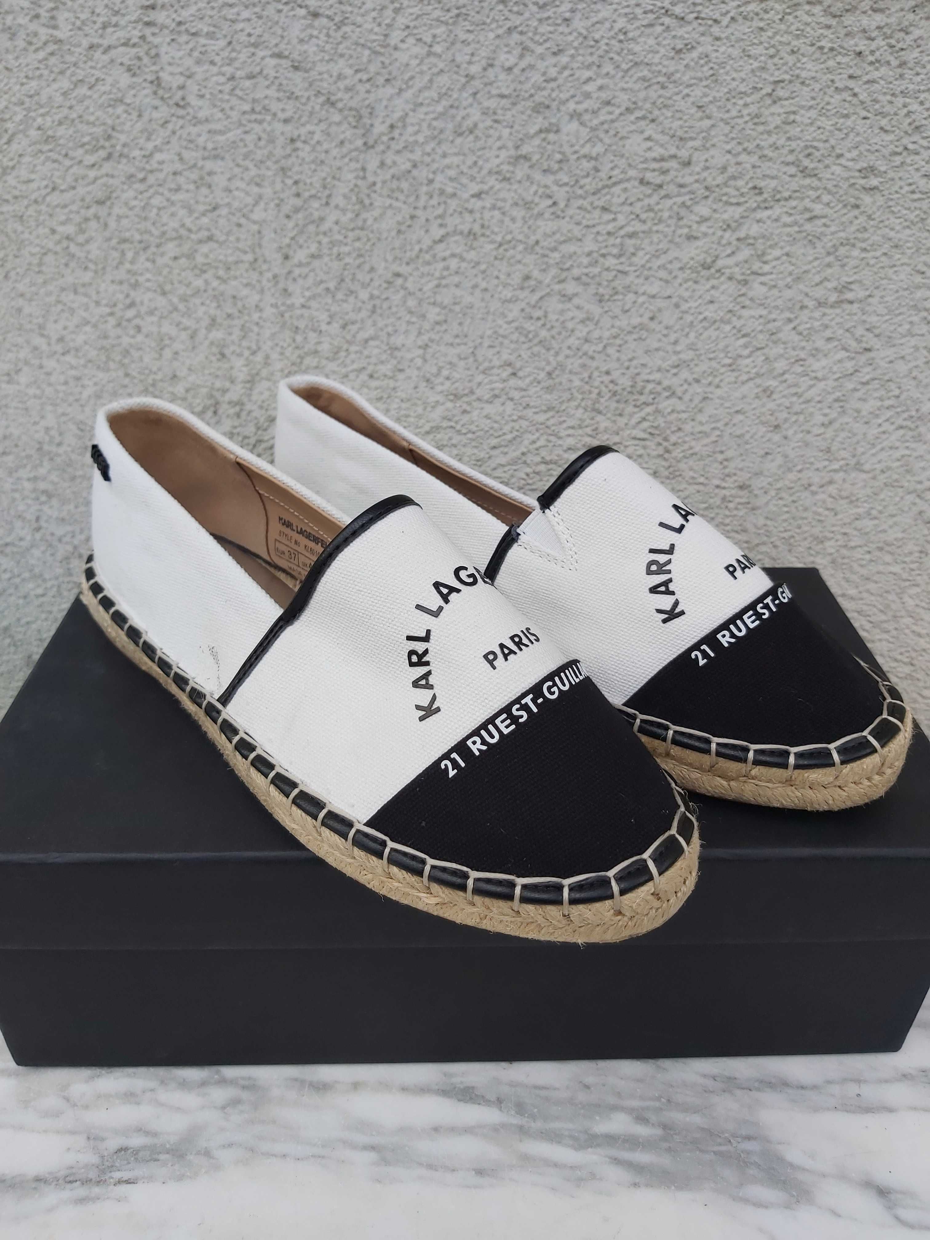 Nowe espadryle KARL LAGERFELD biale mokasyny trampki 37