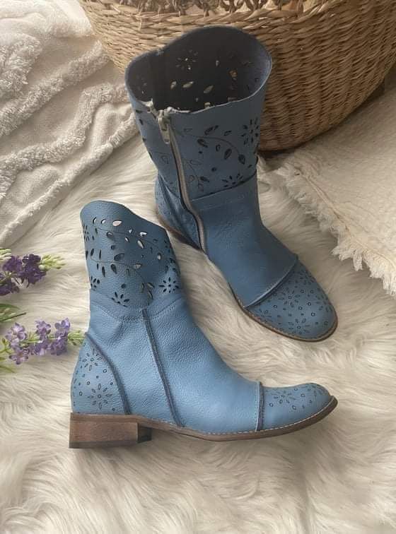 Eleganckie botki ażurowe naturalna skóra kolory