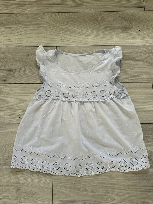 Zara niebieska bluzka tunika lato wakacje S azurowa koronka lekka