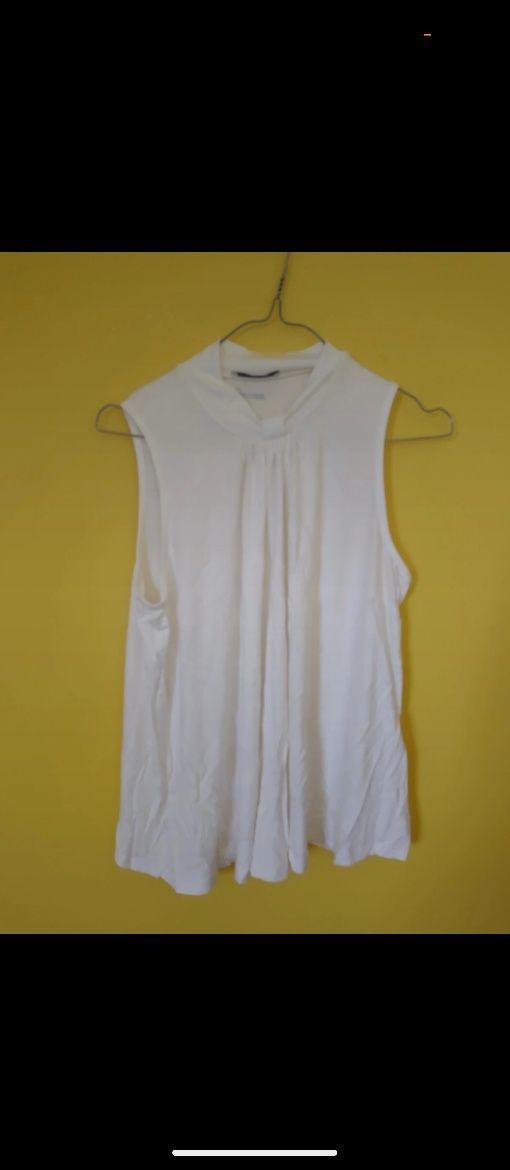 Reserved biała i czarna elegancka bluzka damska bez rękawów rozmiar M